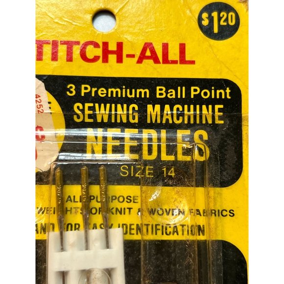 Vintage Stitch All 3 Premium Ball Point Sewing Machine Needles NEW NOS - Picture 2 of 4